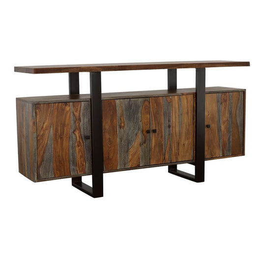 Ditman 4-Door Solid Wood Sideboard Buffet Grey Sheesham