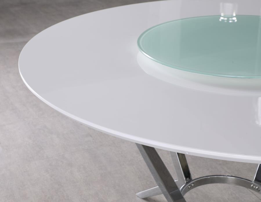 Abby Round Dining Table Set White High Gloss