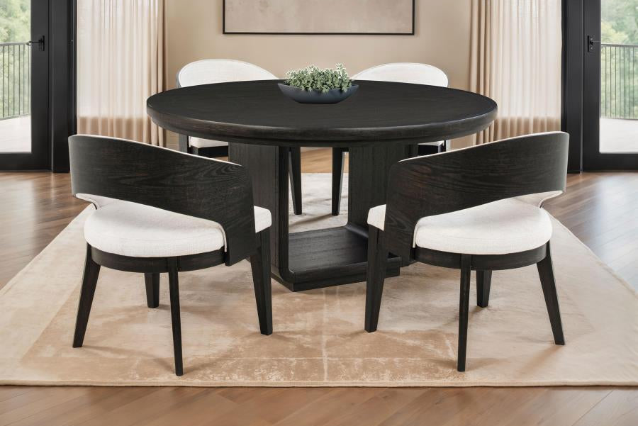 Leandro 60-inch Round Dining Table Burnished Black 115390