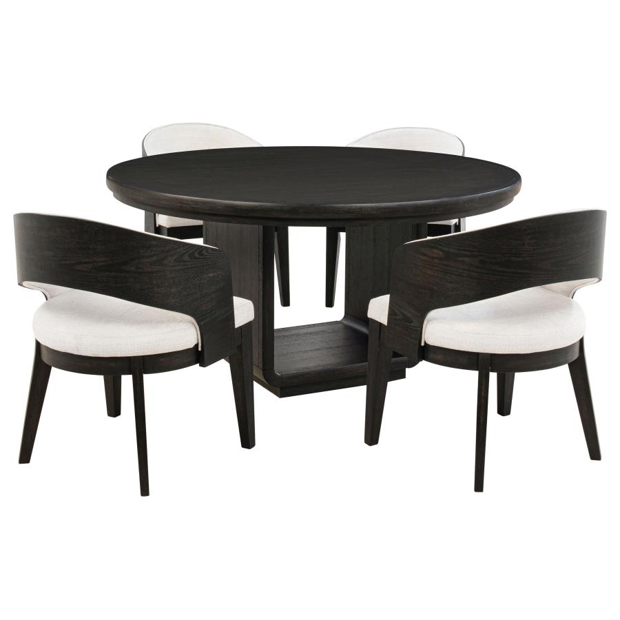 Leandro 60-inch Round Dining Table Burnished Black 115390