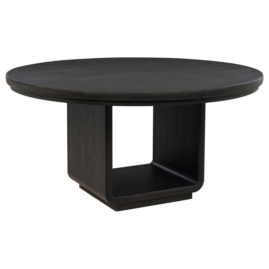 Leandro 60-inch Round Dining Table Burnished Black 115390