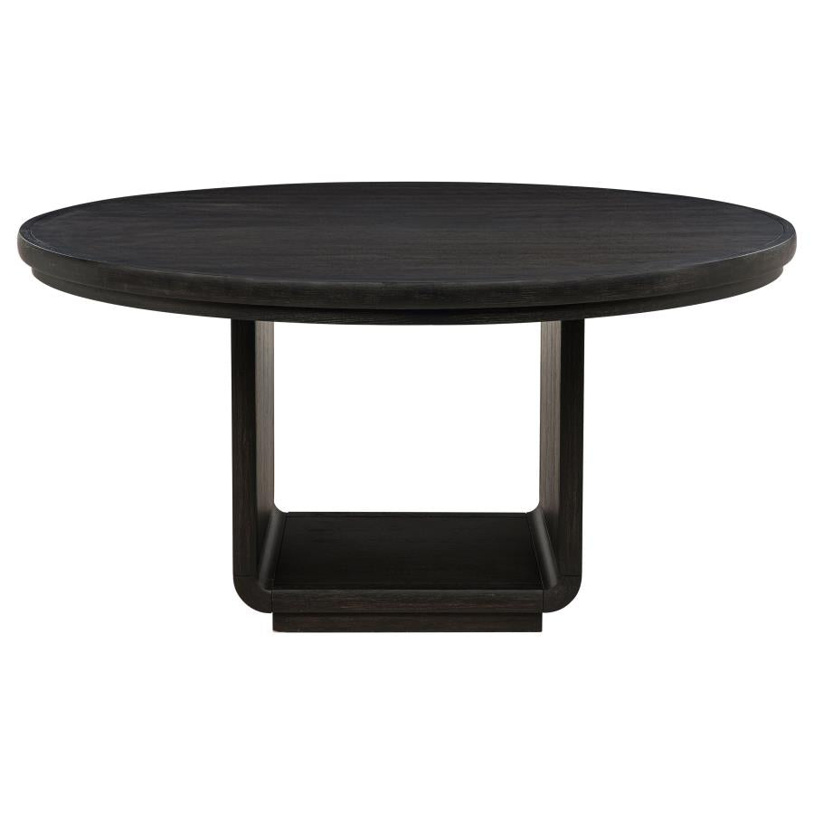 Leandro 60-inch Round Dining Table Burnished Black 115390