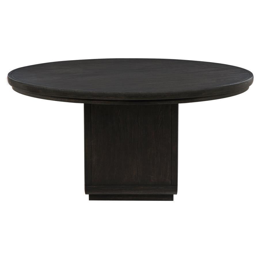 Leandro 60-inch Round Dining Table Burnished Black 115390