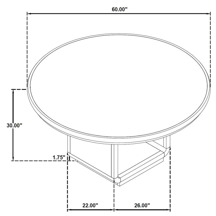 Leandro 60-inch Round Dining Table Burnished Black 115390