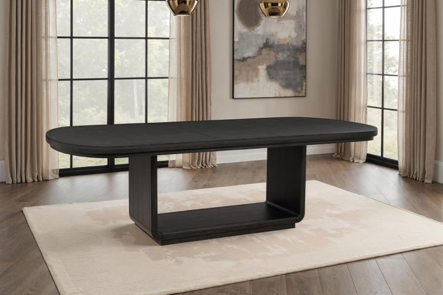 Leandro 78-inch Extension Dining Room Table Burnished Black 115391 - Venini Furniture 