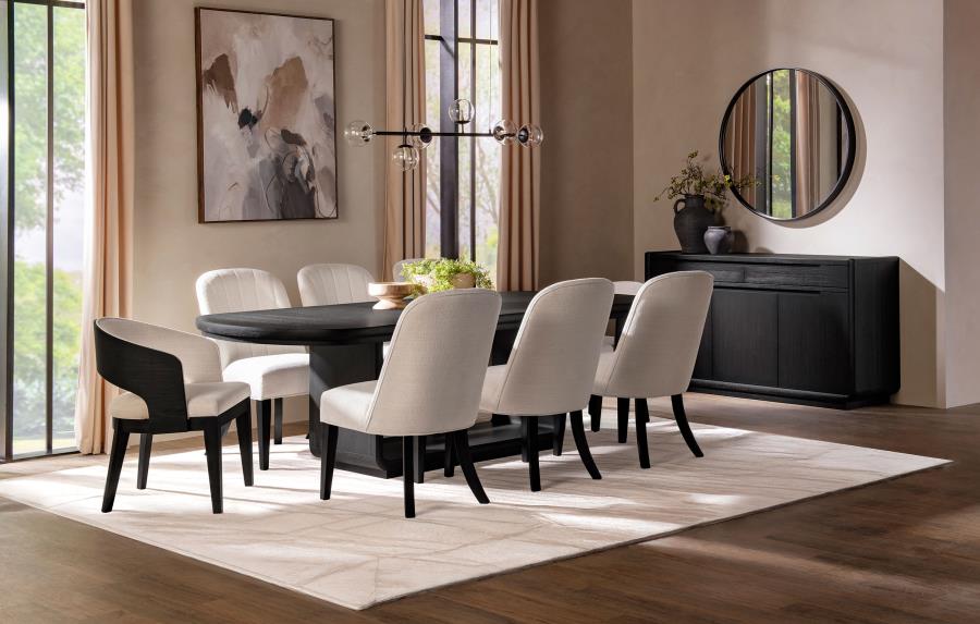 Leandro 78-inch Extension Dining Room Table Burnished Black 115391 - Venini Furniture 