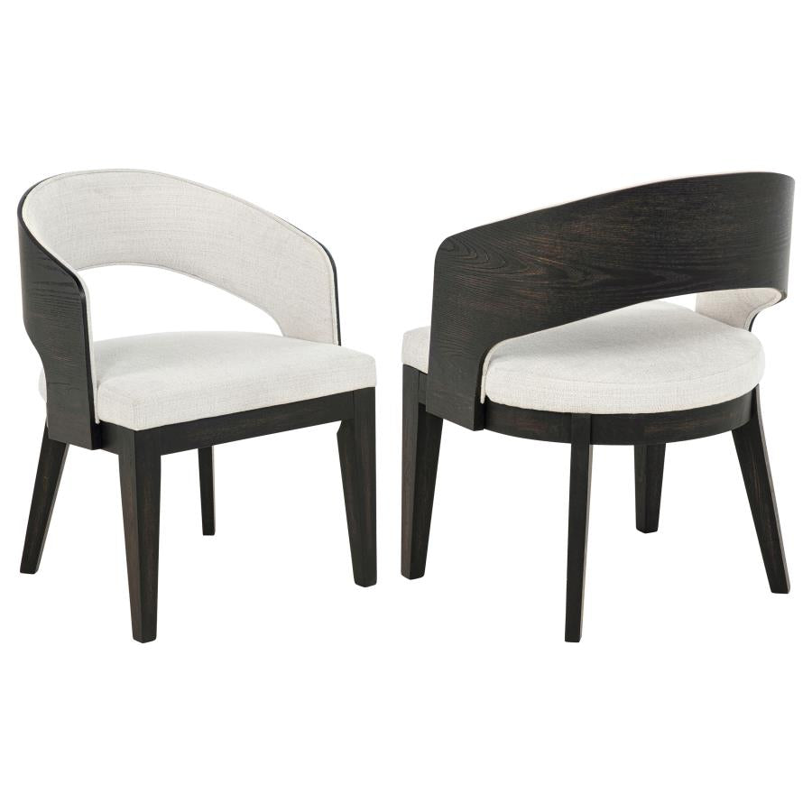 Leandro Upholstered Dining Arm Chair Cream (Set of 2) 115393
