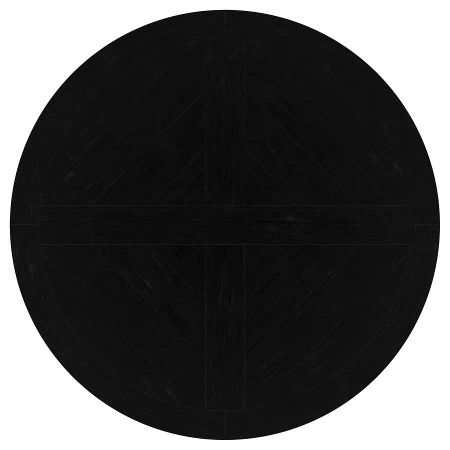 Florence Round 60-inch Pedestal Base Dining Table Black & Honey 115530 - Venini Furniture 