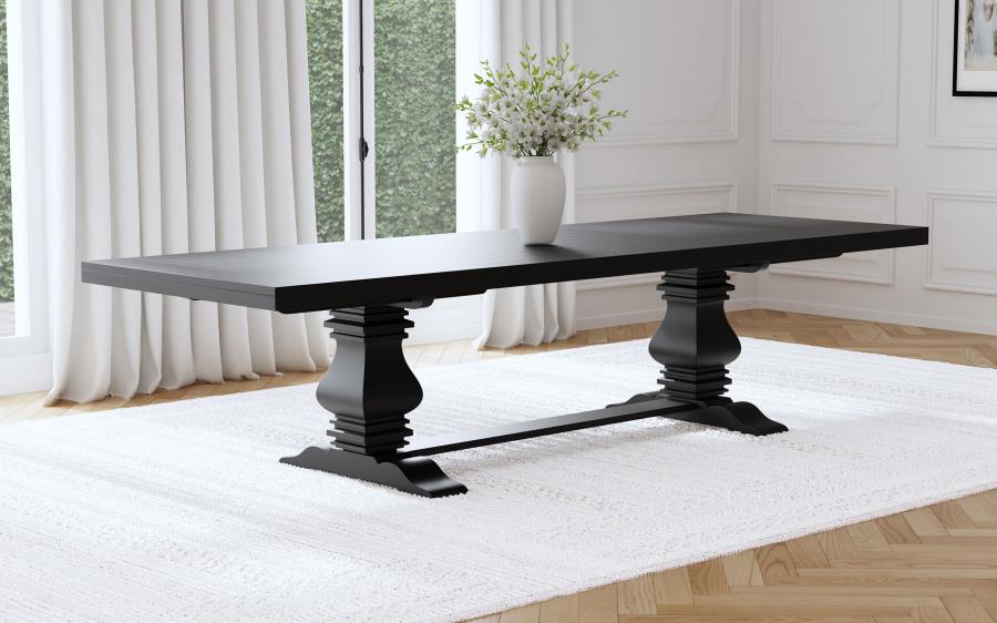 Florence 126-inch Extension Dining Table Distressed Black & Honey 115531