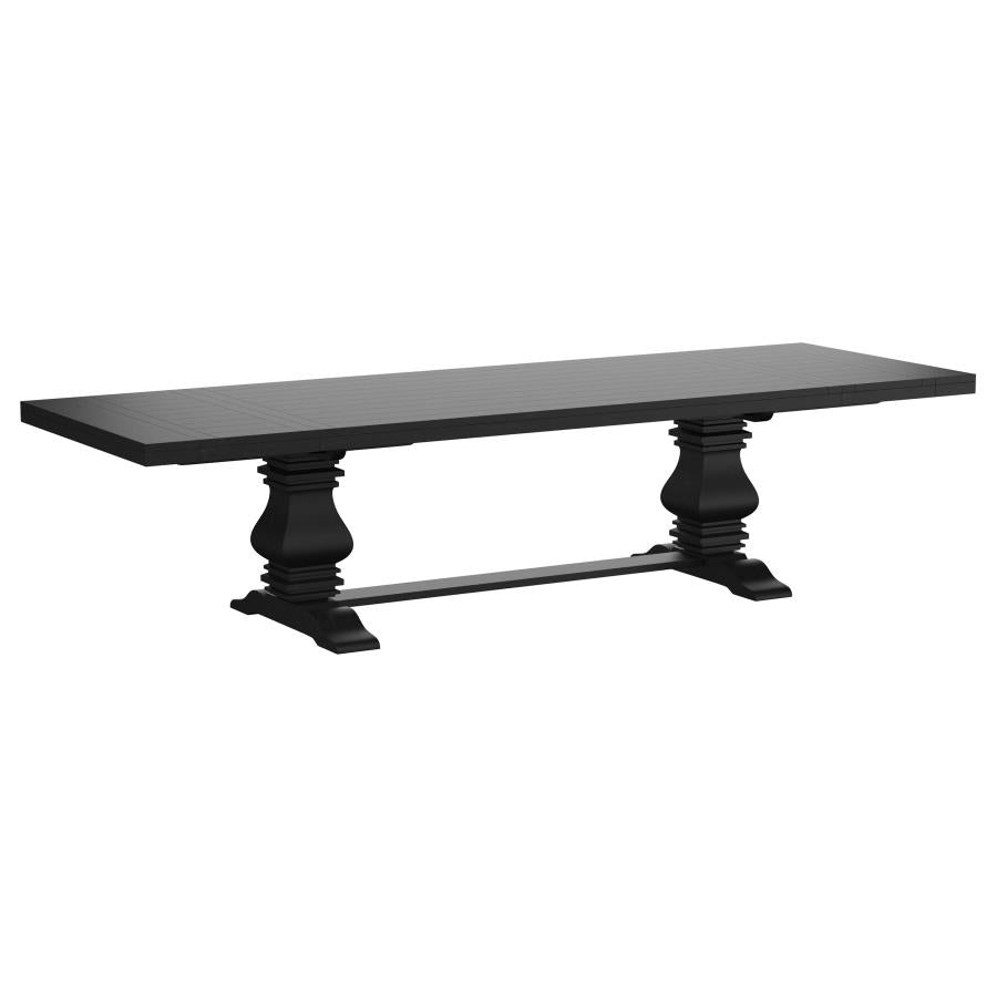 Florence 126-inch Extension Dining Table Distressed Black & Honey 115531