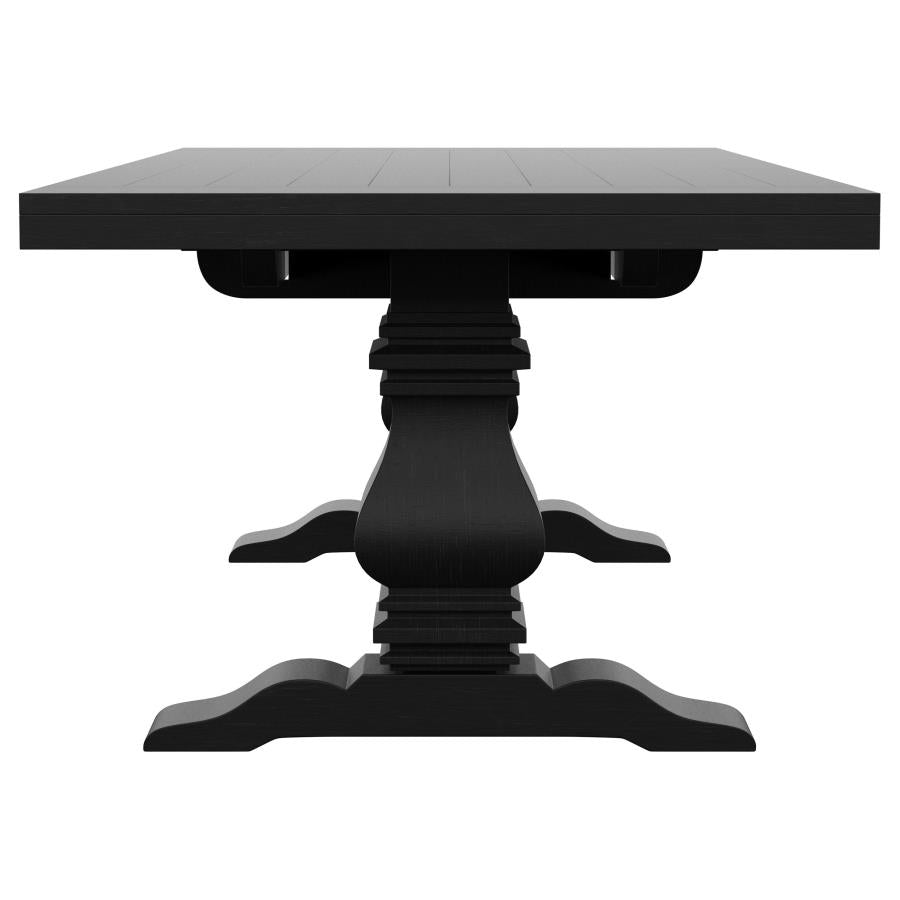 Florence 126-inch Extension Dining Table Distressed Black & Honey 115531