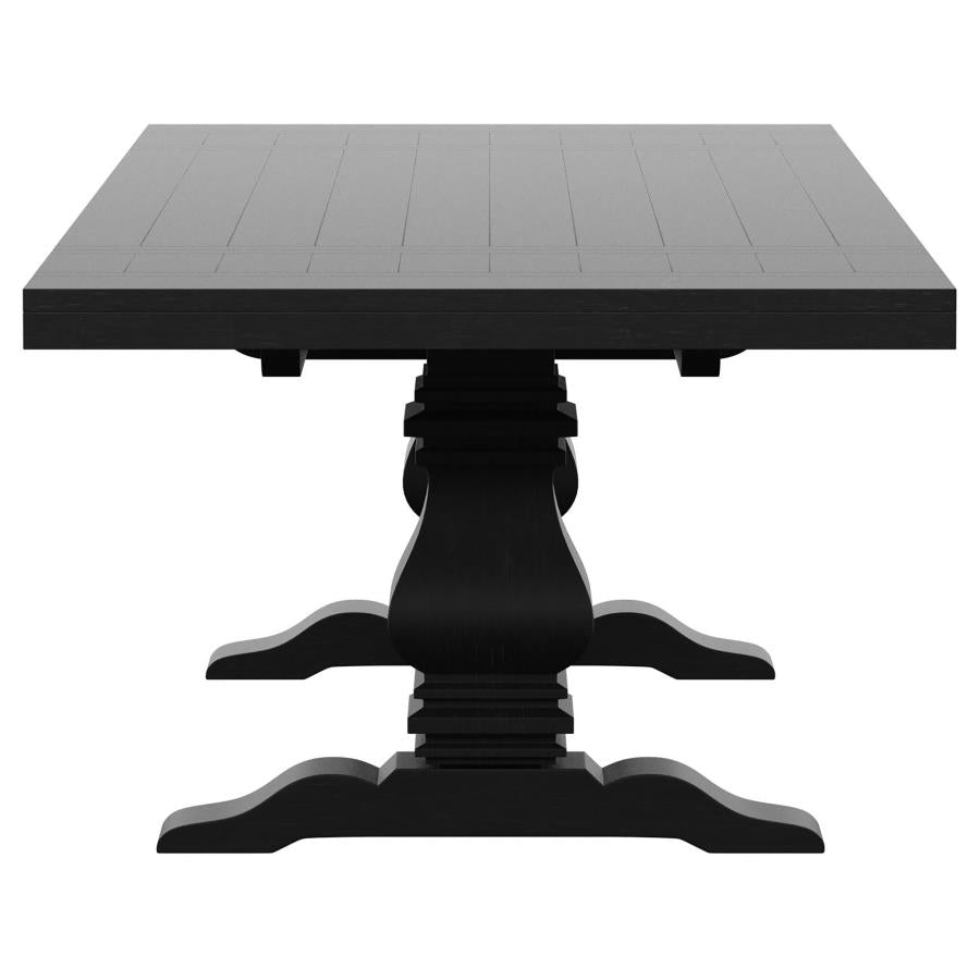 Florence 126-inch Extension Dining Table Distressed Black & Honey 115531