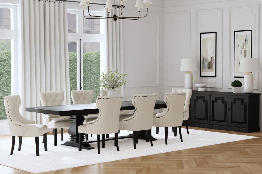 Florence 126-inch Extension Dining Table Distressed Black & Honey 115531