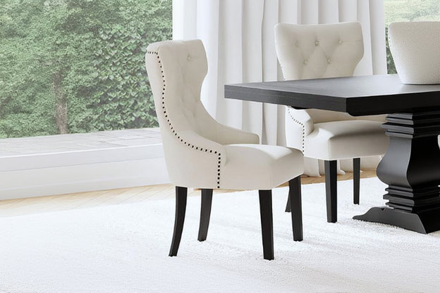 Baney Fabric Upholstered Dining Side Chair Cream and Black 115572