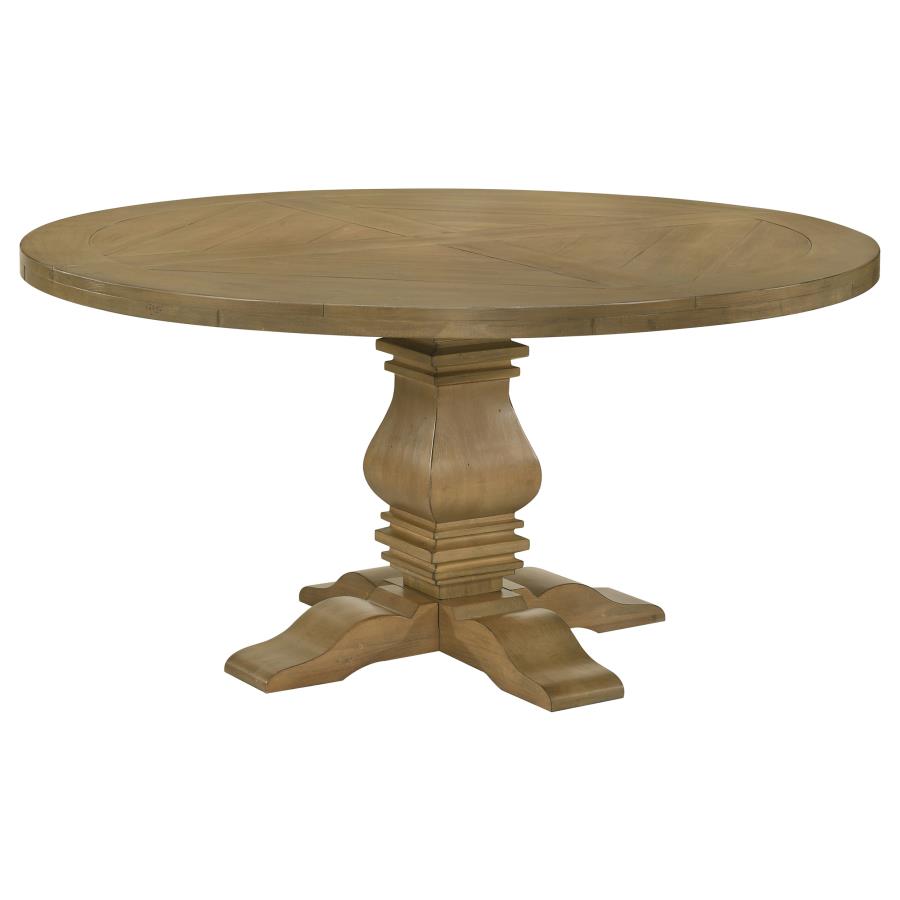 Florence Round 60-inch Pedestal Base Dining Table Black & Honey 115530 - Venini Furniture 