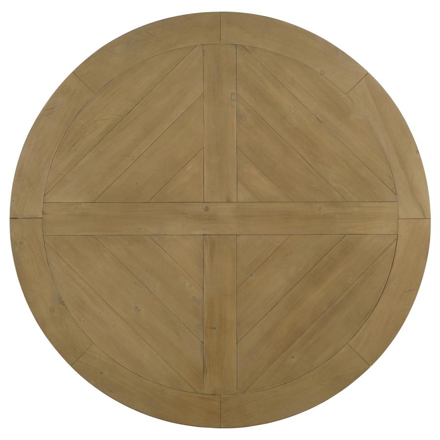 Florence Round 60-inch Pedestal Base Dining Table Black & Honey 115530 - Venini Furniture 