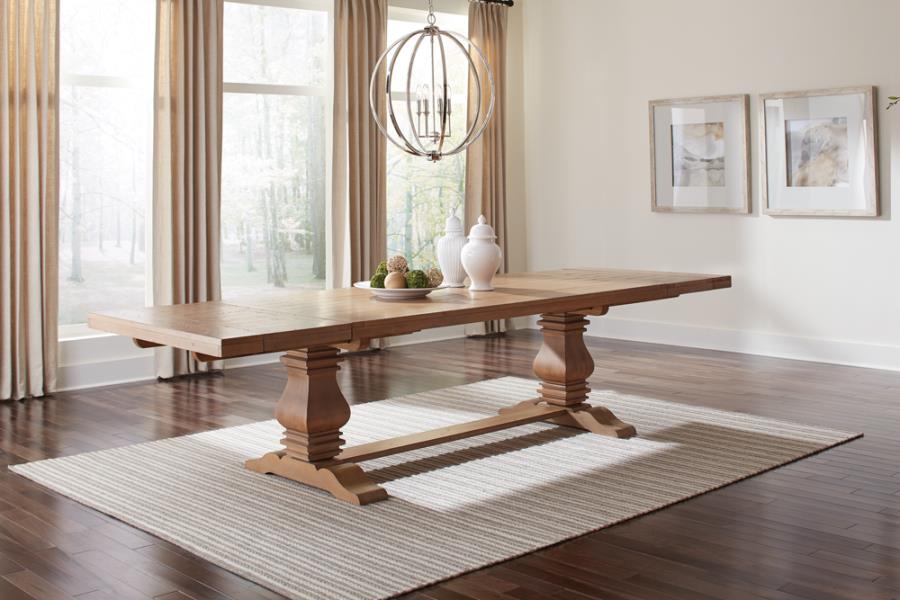 Florence 126-inch Extension Dining Table Distressed Black & Honey 115531