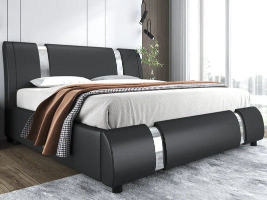 Black Queen Platform Bed with Hydraulic Storage
