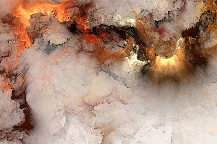 STORMY Orange Abstract Wall Art Print TG