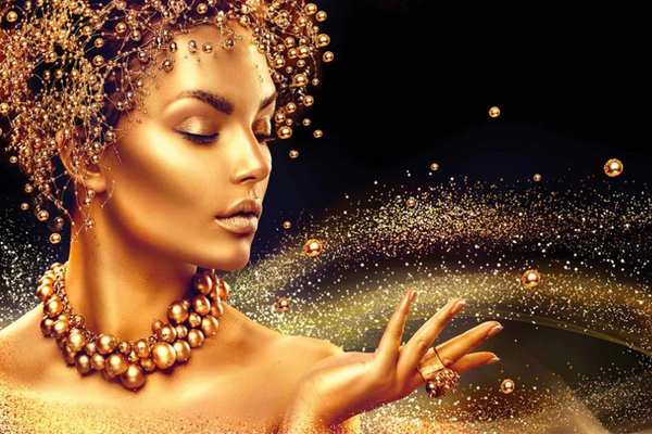 SU-82021 PEARLS Golden Glow Modern Wall Art TG