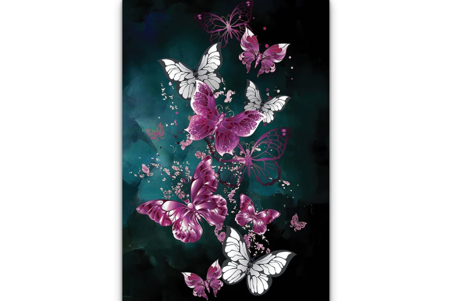 FAIRY Butterfly Modern Wall Art Purple / Gold TG