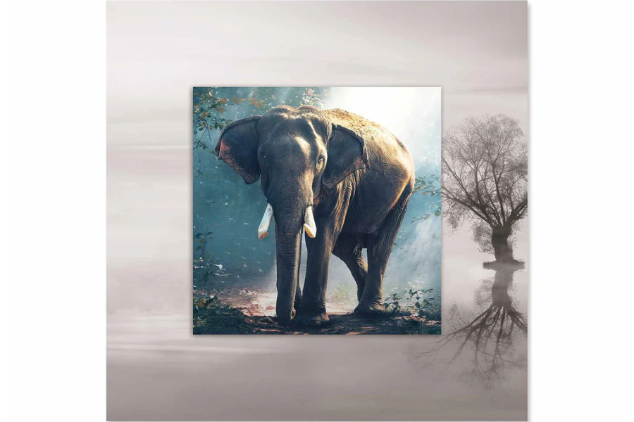 VAXON Elephant with Background Miniature Fine Wall Art TG