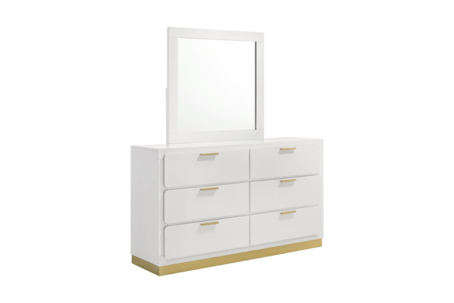 Caraway 6-drawer Dresser with Mirror White 224773M