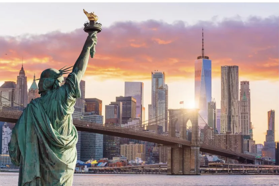 NC-16 LIBERTAS Statue of Liberty at Sunset Modern Wall Art TG