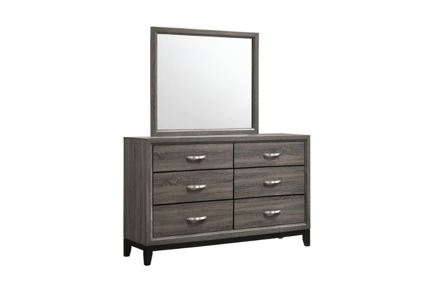 Watson 6-drawer Dresser with Mirror Grey Oak 212423M - Venini Furniture 