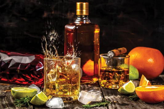 SU-9000 MIDNIGHT Whiskey Splashes on Dark Serenity Modern Wall Art TG