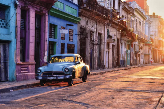 NC-14 HAVANA Vintage Blue Car in Vieja Modern Wall Art TG