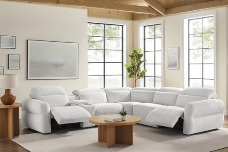 Monroe 6-piece Fabric Power Reclining Sectional with Power Headrests Floor model