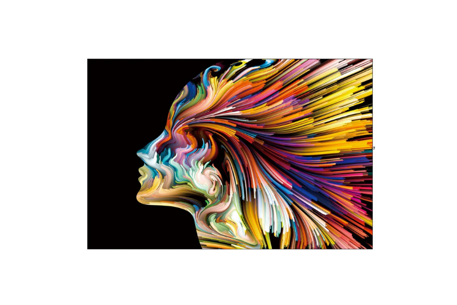 SU-22304 DANE Colorful Lady Facing Left Wall Art Print TG