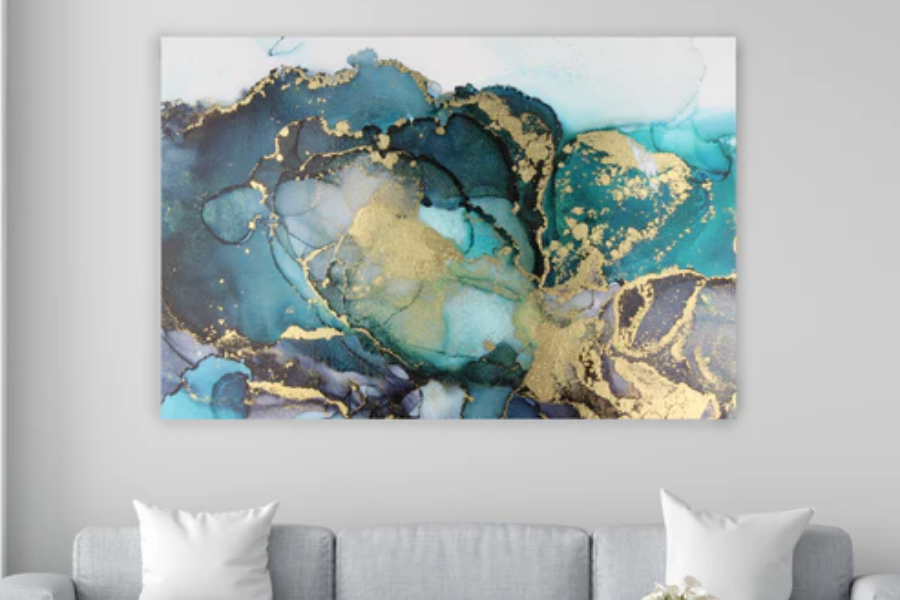 NC-64 GOLD OCEAN Abstract Bliss Modern Wall Art