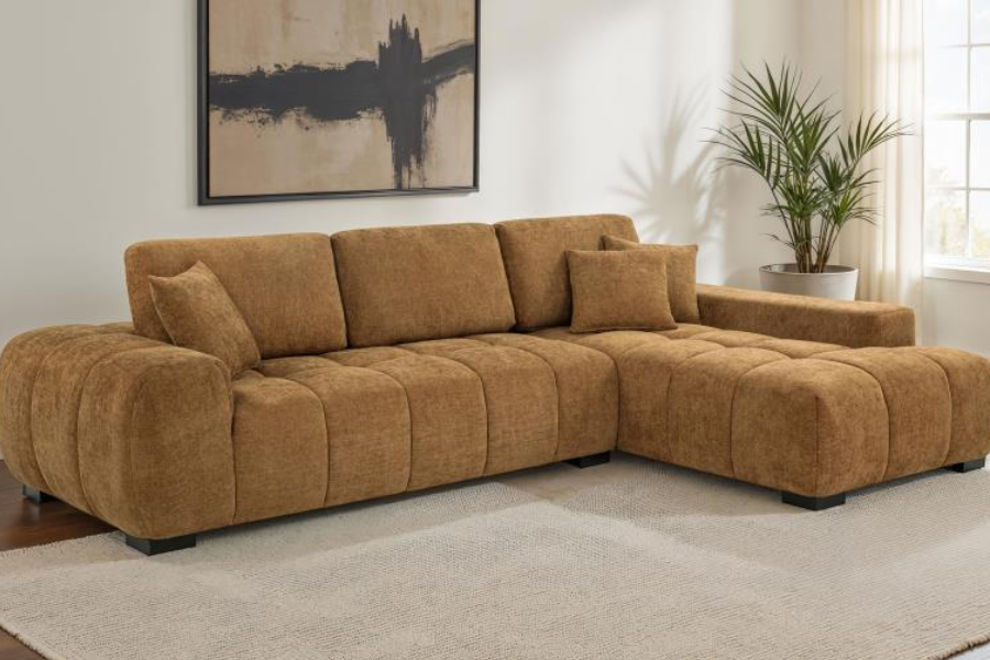 Octavia Upholstered Sectional Chaise Sofa Amber 509340 - Venini Furniture 
