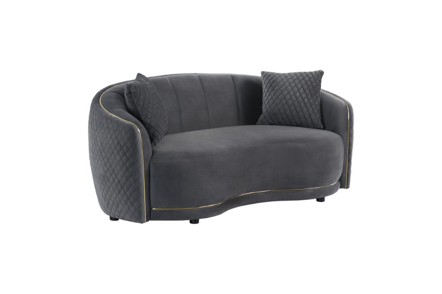 Brookside Velvet Upholstered Curved Loveseat Dark Grey 504845