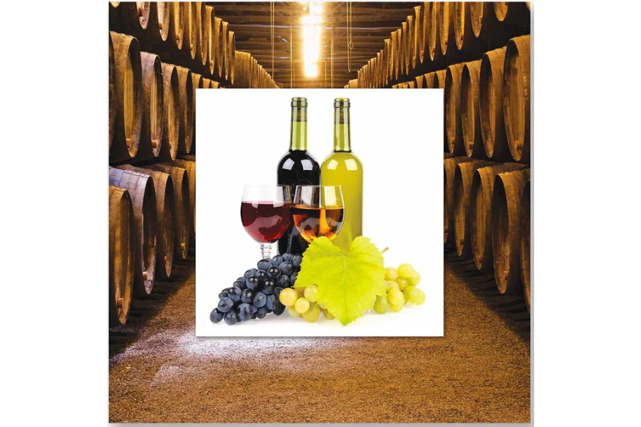 QUORO Wine & Grapes with Background Miniature Fine Wall Art TG