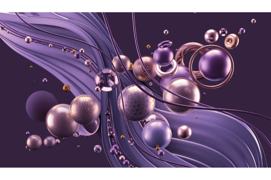 SULC-02 ODYSSEY Purple 3D Abstract Elements Modern Wall Art TG