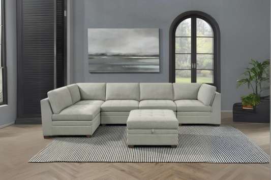 Thomasville Tisdale Fabric Sectional with Storage Ottoman Floor Model