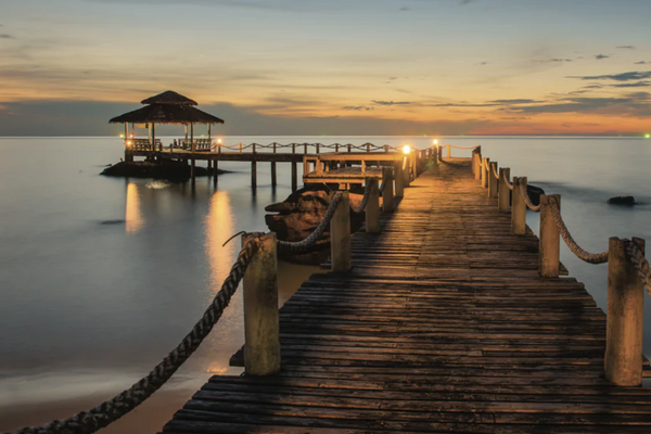 NC-06 PIER Bridge Between Sunset Modern Wall Art TG