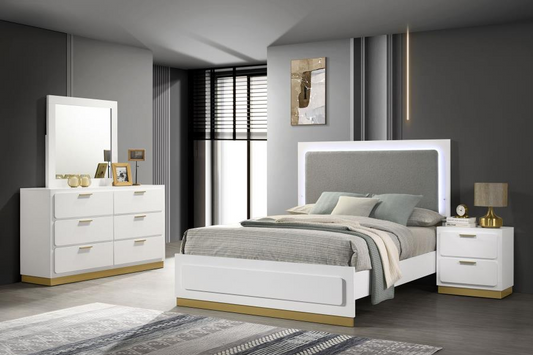 Caraway 4-piece Eastern King Bedroom Set White 224771KE-S4 - Venini Furniture 