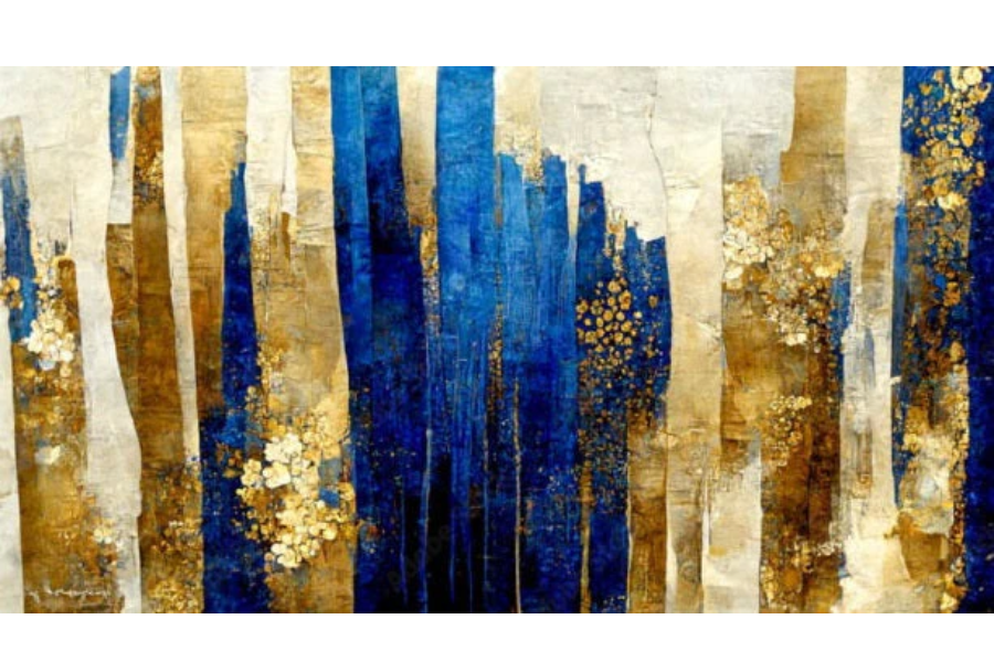 NC-78 BLUE FOREST Stripe Panorama Modern Wall Art TG