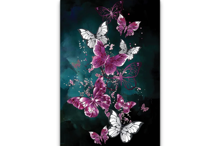 FAIRY Butterfly Modern Wall Art Purple / Gold TG
