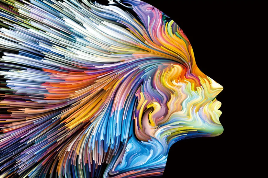 SU-22303 DANE Colorful Lady Facing Right Wall Art Print TG