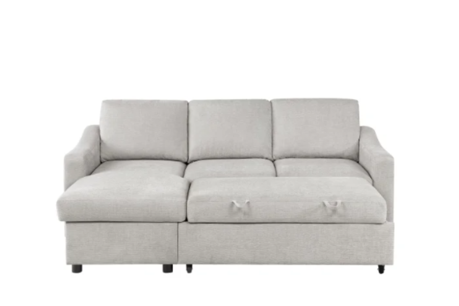 Coddle Aria Fabric Sleeper Sofa with Reversible Chaise and Storage, Beige