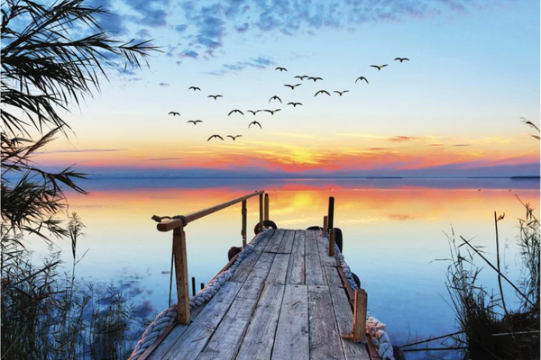 NC-22 SERENE Calm Sunset in a Lake Modern Wall Art TG