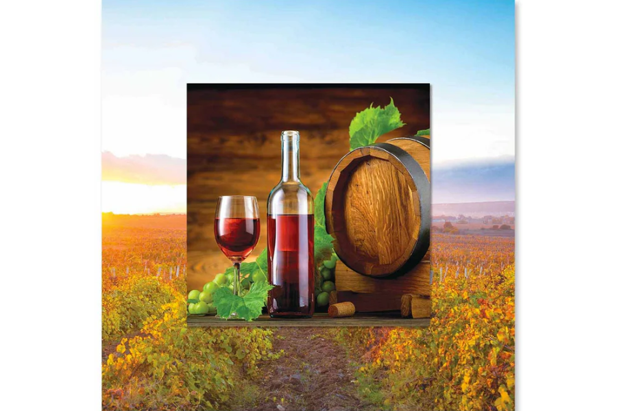 BECK Grape & Wine with Background Miniature Fine Wall Art TG