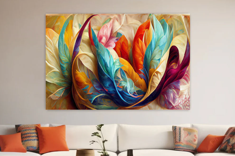 NC-98 KAI Colorful Feather Wall Art Print TG