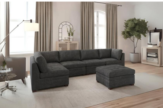 Thomasville Tisdale Modular Sectional 6 piece Boucle with Storage Ottoman