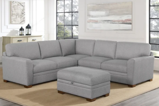 Thomasville Langdon Fabric Sectional with Storage Ottoman Floor Model